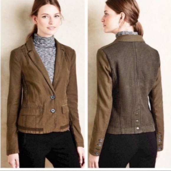 Anthropologie Hei Hei Delaine Houndstooth Utility Jacket - Picture 1 of 11